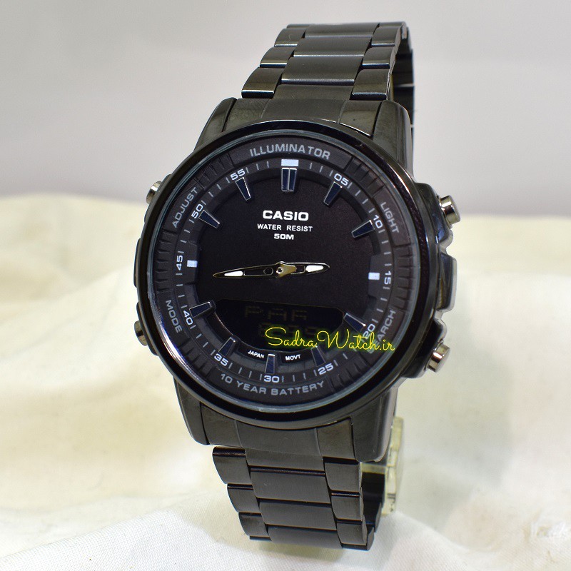 کاسیو هیدرولیک CASIO WORLD TIME AMW - 880 دو زمانه با چراغ لایت لامپی بسیار قوی - Image 2