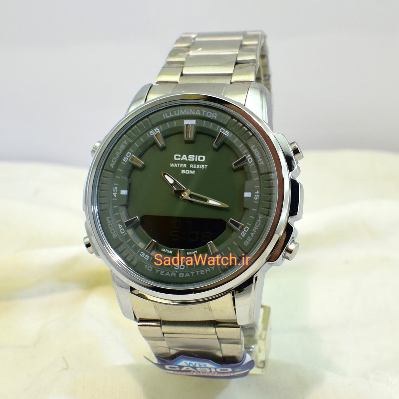 کاسیو هیدرولیک CASIO WORLD TIME AMW – 880 دو زمانه با چراغ لایت لامپی بسیار قوی - Image 4