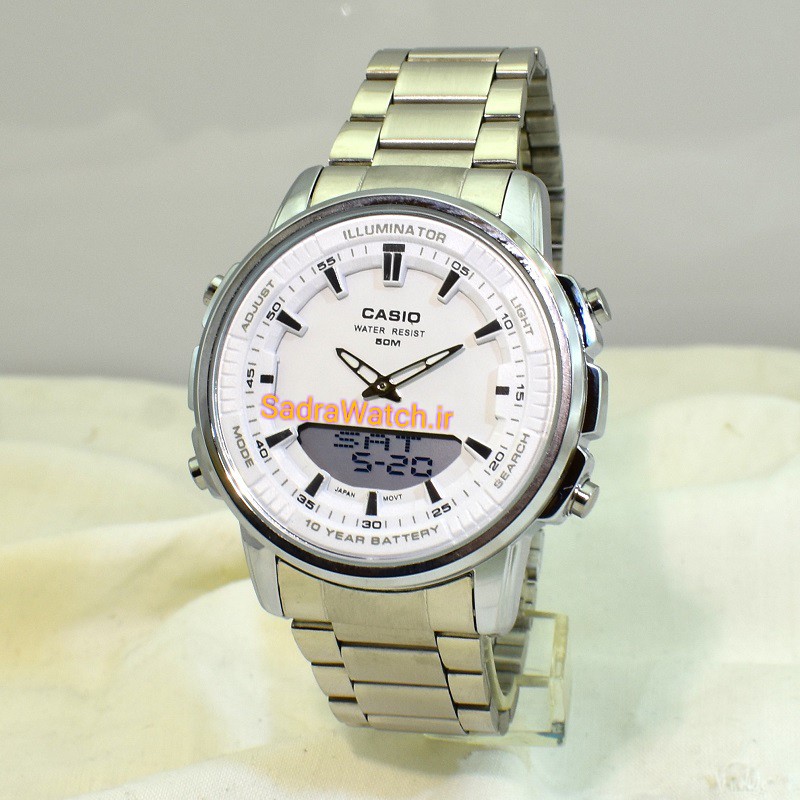 کاسیو هیدرولیک CASIO WORLD TIME AMW – 880 دو زمانه با چراغ لایت لامپی بسیار قوی - Image 4