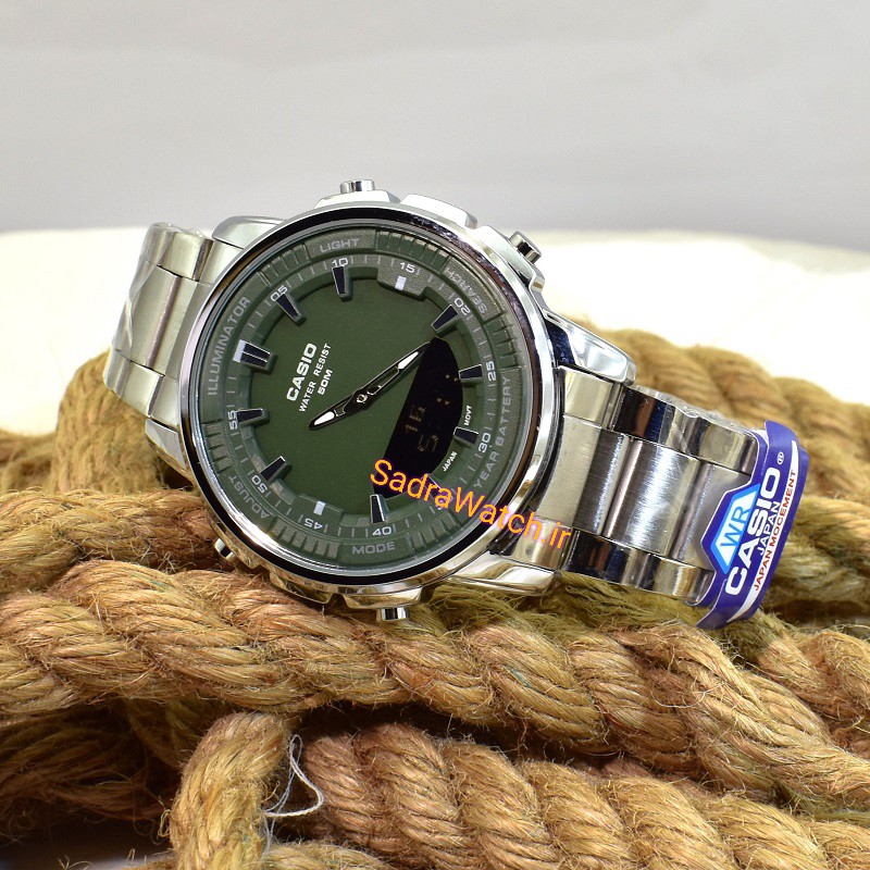 کاسیو هیدرولیک CASIO WORLD TIME AMW – 880 دو زمانه با چراغ لایت لامپی بسیار قوی - Image 3