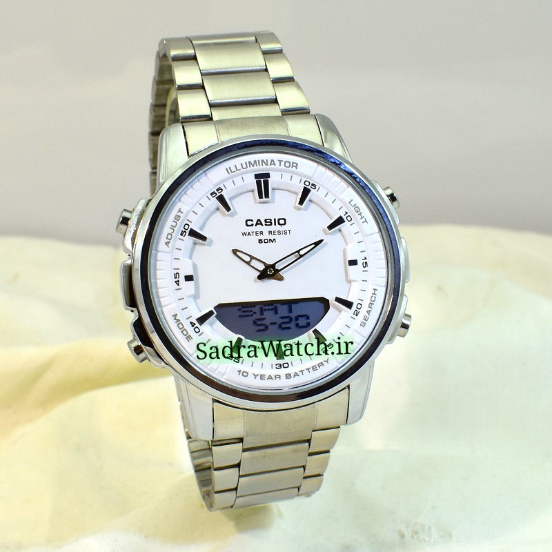 کاسیو هیدرولیک CASIO WORLD TIME AMW – 880 دو زمانه با چراغ لایت لامپی بسیار قوی - Image 2
