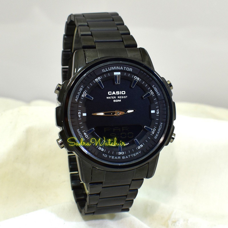 کاسیو هیدرولیک CASIO WORLD TIME AMW - 880 دو زمانه با چراغ لایت لامپی بسیار قوی - Image 4