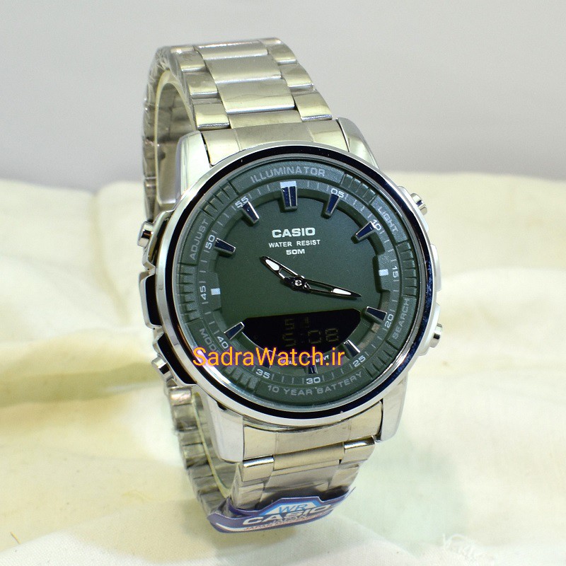 کاسیو هیدرولیک CASIO WORLD TIME AMW – 880 دو زمانه با چراغ لایت لامپی بسیار قوی - Image 2