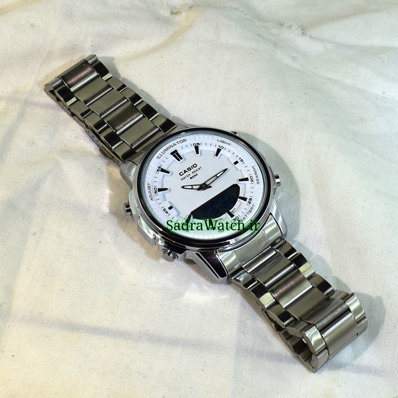 کاسیو هیدرولیک CASIO WORLD TIME AMW – 880 دو زمانه با چراغ لایت لامپی بسیار قوی - Image 5