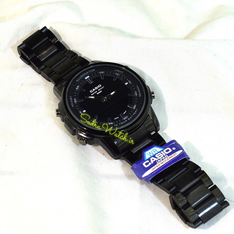 کاسیو هیدرولیک CASIO WORLD TIME AMW - 880 دو زمانه با چراغ لایت لامپی بسیار قوی - Image 5