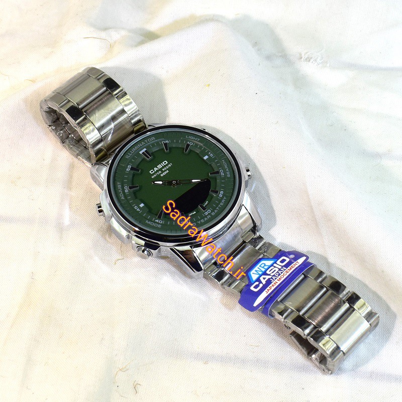 کاسیو هیدرولیک CASIO WORLD TIME AMW – 880 دو زمانه با چراغ لایت لامپی بسیار قوی - Image 5