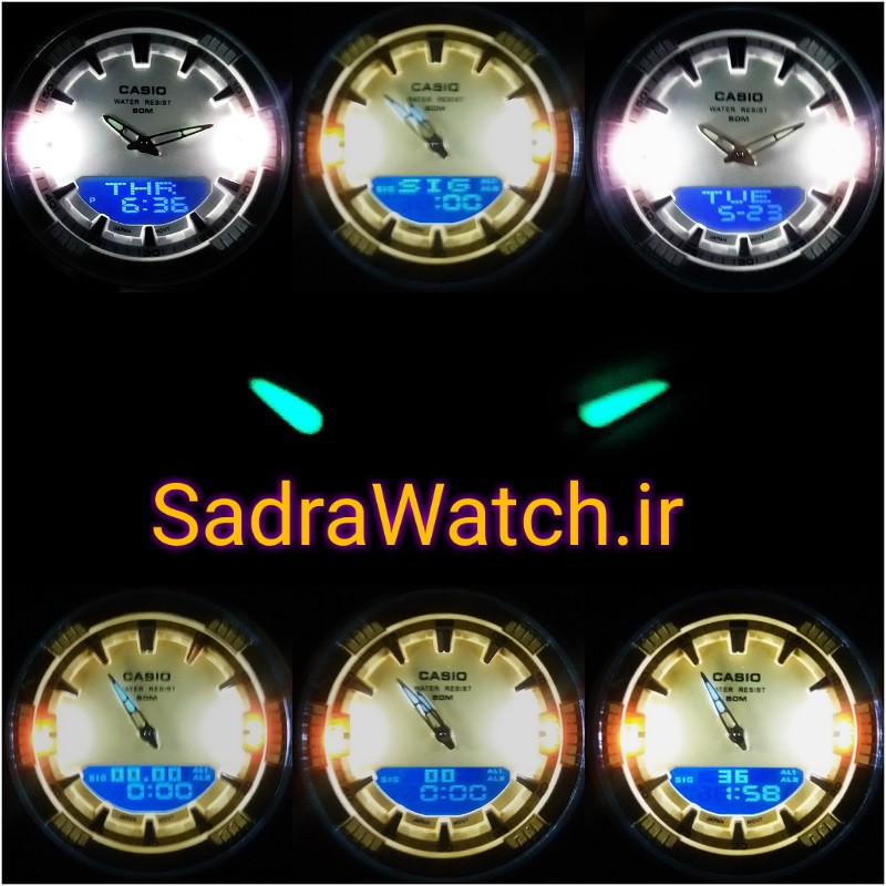 کاسیو هیدرولیک CASIO WORLD TIME AMW – 880 دو زمانه با چراغ لایت لامپی بسیار قوی - Image 7