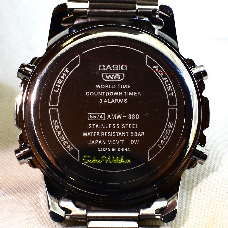 کاسیو هیدرولیک CASIO WORLD TIME AMW – 880 دو زمانه با چراغ لایت لامپی بسیار قوی - Image 9
