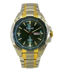ساعت مردانه سوستون 2 تقویم مدل SVESTON GRAVITY SV-9296 N دورنگ صفحه سبز
