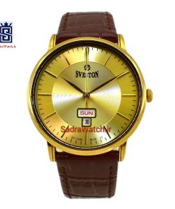 ساعت مچی عقربه‌ای مردانه سوستون مدل SV_11290 ژاپن صفحه طلایی