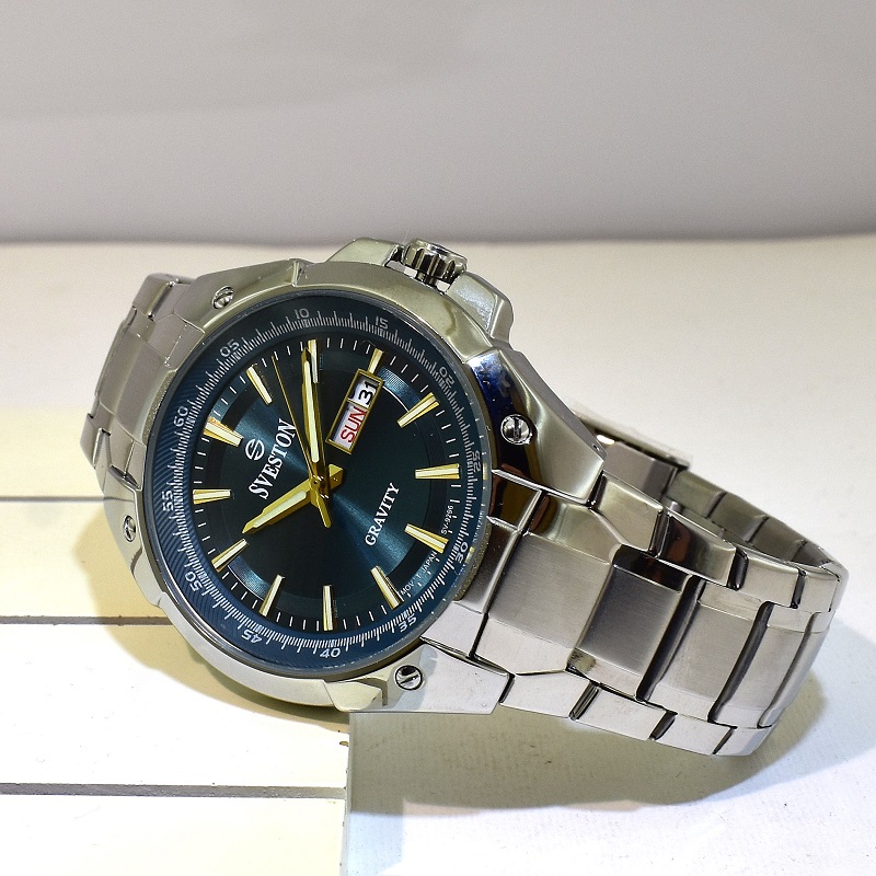ساعت مردانه سوستون 2 تقویم مدل SVESTON GRAVITY SV-9296 N نقره ای صفحه سبزآبی ( نفتی ) - Image 3
