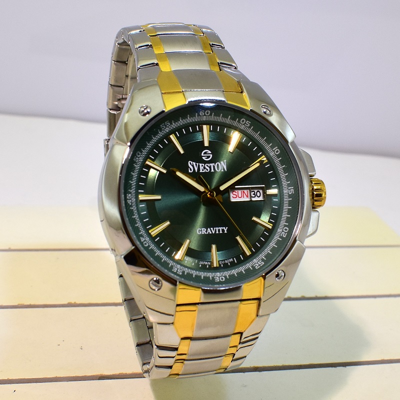 ساعت مردانه سوستون 2 تقویم مدل SVESTON GRAVITY SV-9296 N دورنگ صفحه سبز - Image 2