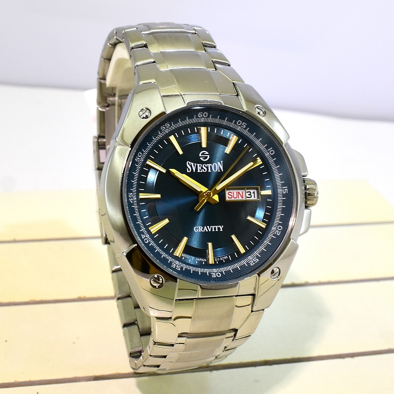ساعت مردانه سوستون 2 تقویم مدل SVESTON GRAVITY SV-9296 N نقره ای صفحه سبزآبی ( نفتی ) - Image 2