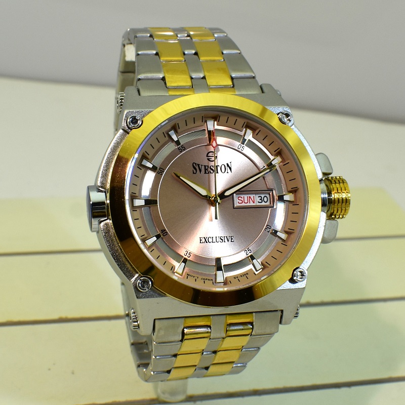 ساعت مردانه سوستون 2 تقویم مدل SVESTON EXCLUSIVE SV-9268 دو رنگ صفحه رزگلد - Image 2