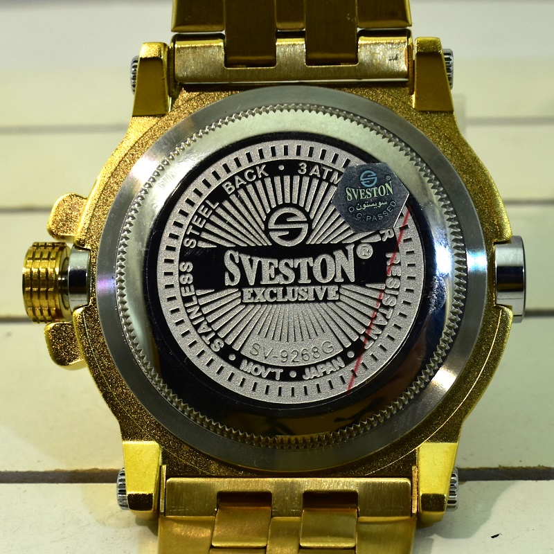 ساعت مردانه سوستون 2 تقویم مدل SVESTON EXCLUSIVE SV-9268 طلایی صفحه سرمه ای - Image 10