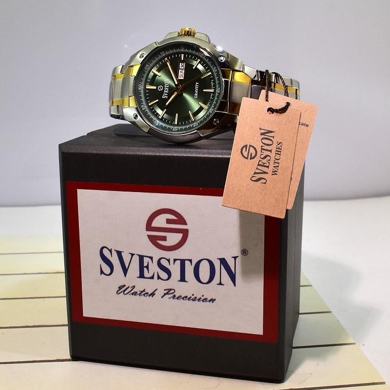 ساعت مردانه سوستون 2 تقویم مدل SVESTON GRAVITY SV-9296 N دورنگ صفحه سبز - Image 11