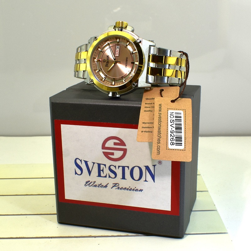 ساعت مردانه سوستون 2 تقویم مدل SVESTON EXCLUSIVE SV-9268 دو رنگ صفحه رزگلد - Image 12