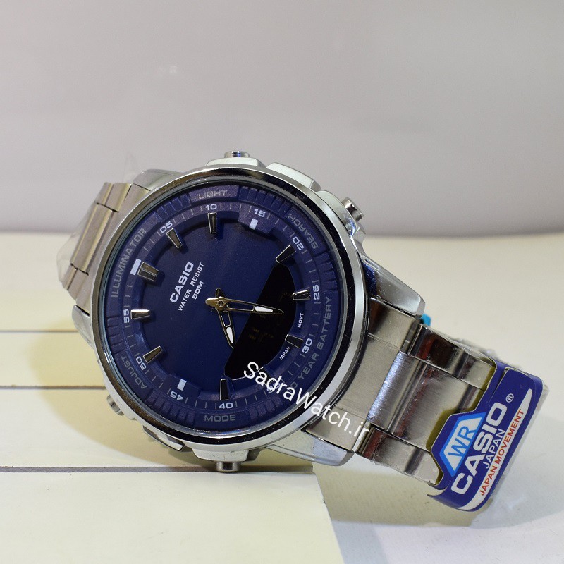 کاسیو هیدرولیک CASIO WORLD TIME AMW – 880 دو زمانه با چراغ لایت لامپی بسیار قوی - Image 3