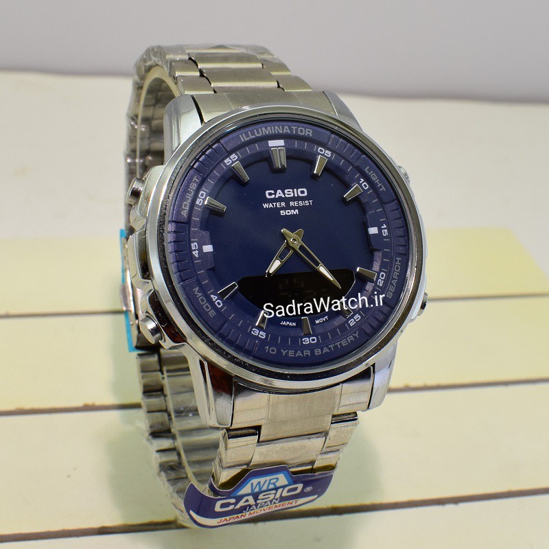 کاسیو هیدرولیک CASIO WORLD TIME AMW – 880 دو زمانه با چراغ لایت لامپی بسیار قوی - Image 2