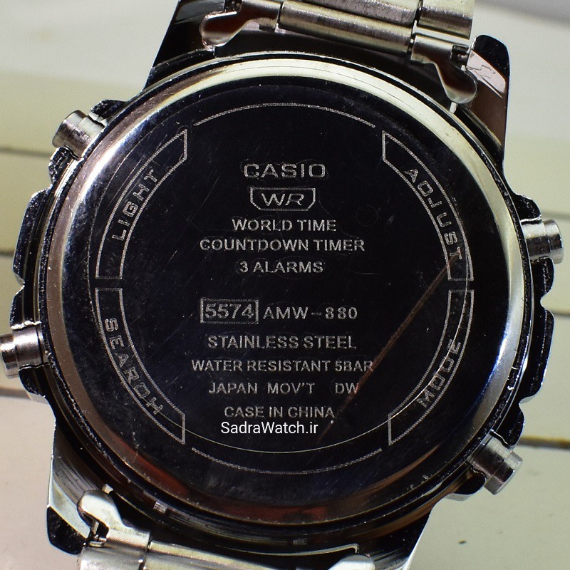 کاسیو هیدرولیک CASIO WORLD TIME AMW – 880 دو زمانه با چراغ لایت لامپی بسیار قوی - Image 8