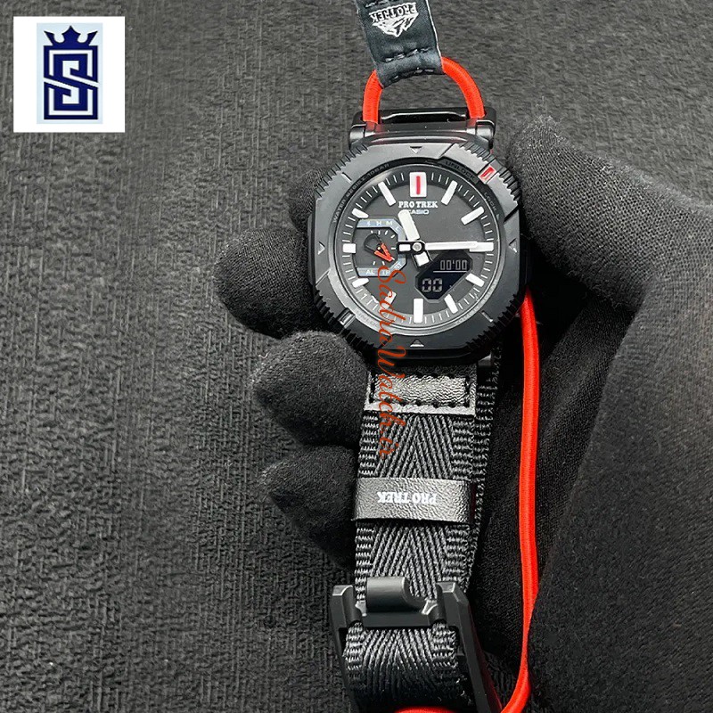 کاسیو هیدرولیک CASIO PROTEK WORLD TIME 5732 PRJ-B001 – بهمراه دستبند اورجینال کادمن با جعبه شیک دستبند - Image 9