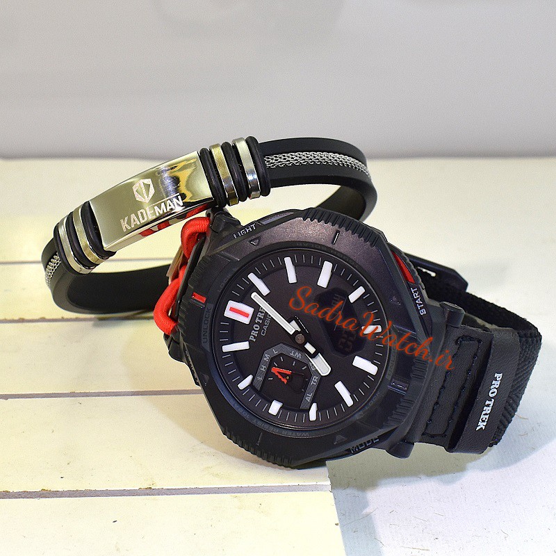 کاسیو هیدرولیک CASIO PROTEK WORLD TIME 5732 PRJ-B001 – بهمراه دستبند اورجینال کادمن با جعبه شیک دستبند - Image 3
