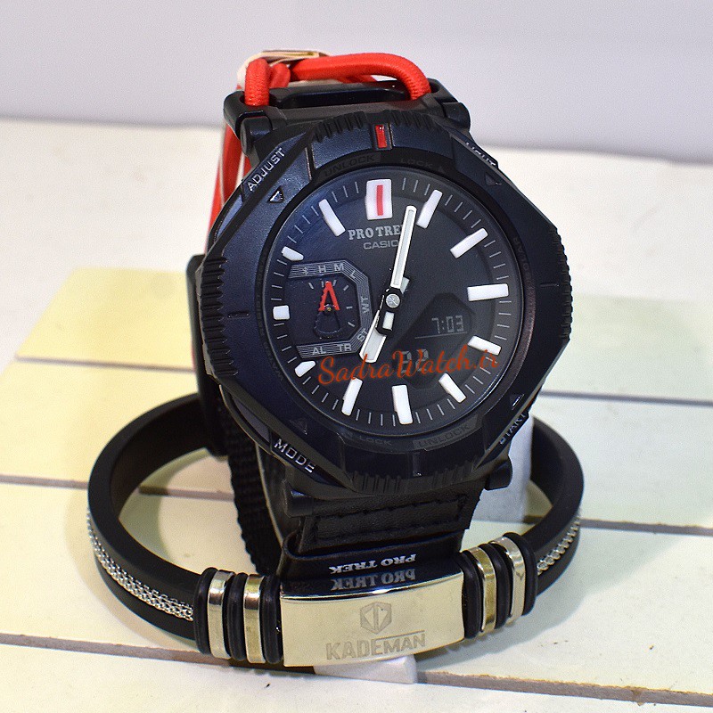 کاسیو هیدرولیک CASIO PROTEK WORLD TIME 5732 PRJ-B001 – بهمراه دستبند اورجینال کادمن با جعبه شیک دستبند - Image 2