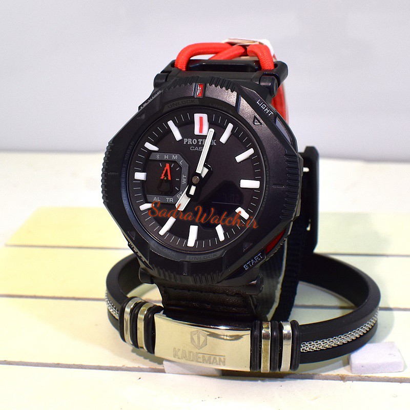 کاسیو هیدرولیک CASIO PROTEK WORLD TIME 5732 PRJ-B001 – بهمراه دستبند اورجینال کادمن با جعبه شیک دستبند - Image 4