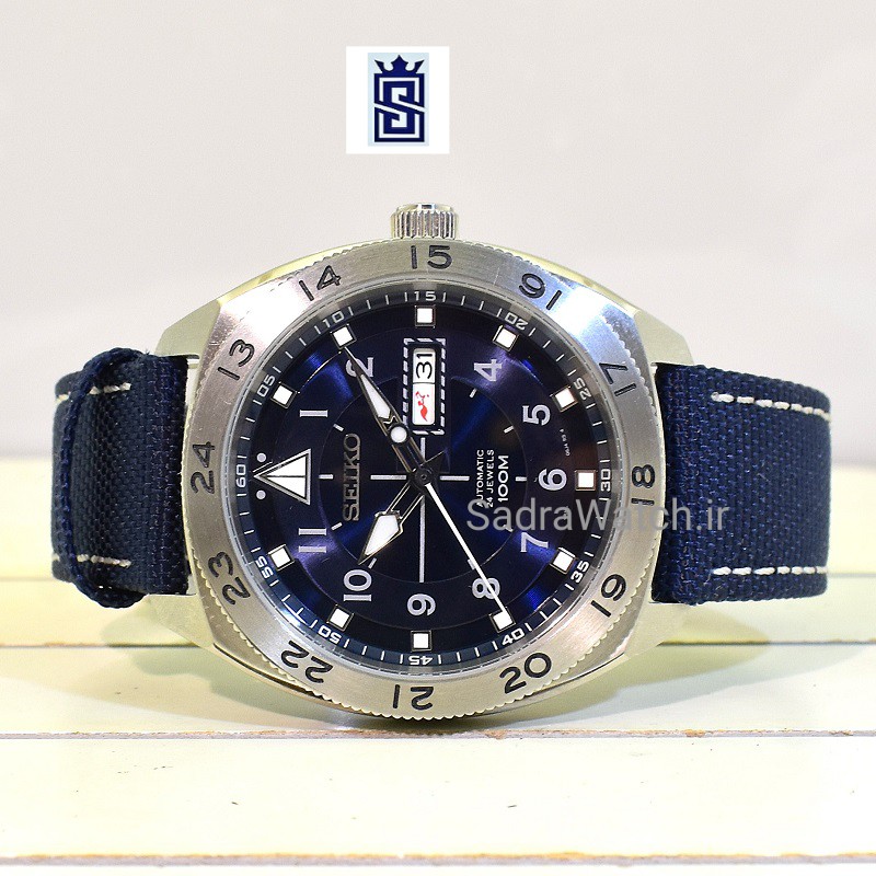 SEIKO5 A4 – 06J0 – 4R36A سیکو 5 اتوماتیک حرکتی * موتور سیکو 24 سنگ ساخت ژاپن ** فول استیل ** 2 تقویم با ایام هفته فارسی صفحه سرمه ای - Image 6