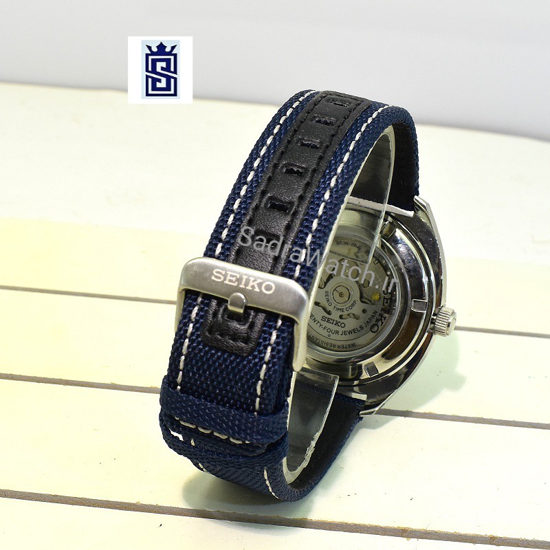 SEIKO5 A4 – 06J0 – 4R36A سیکو 5 اتوماتیک حرکتی * موتور سیکو 24 سنگ ساخت ژاپن ** فول استیل ** 2 تقویم با ایام هفته فارسی صفحه سرمه ای - Image 7