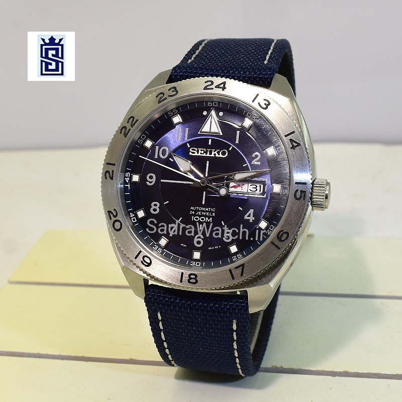 SEIKO5 A4 – 06J0 – 4R36A سیکو 5 اتوماتیک حرکتی * موتور سیکو 24 سنگ ساخت ژاپن ** فول استیل ** 2 تقویم با ایام هفته فارسی صفحه سرمه ای - Image 4